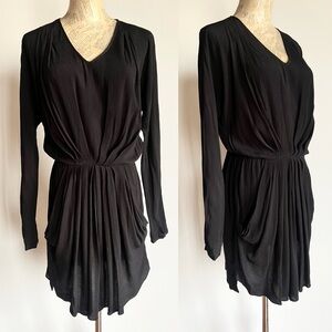 Rebecca Taylor Black draped rayon mini dress